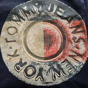 Tommy Jeans T-Shirt Large L Navy Blue Graphic Logo Crew Neck Menswear Top
